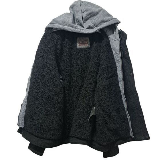 Levi's Men's Sherpa Lined Two Pocket Hooded Trucker Jacket Black Large NWT - Picture 4 of 16